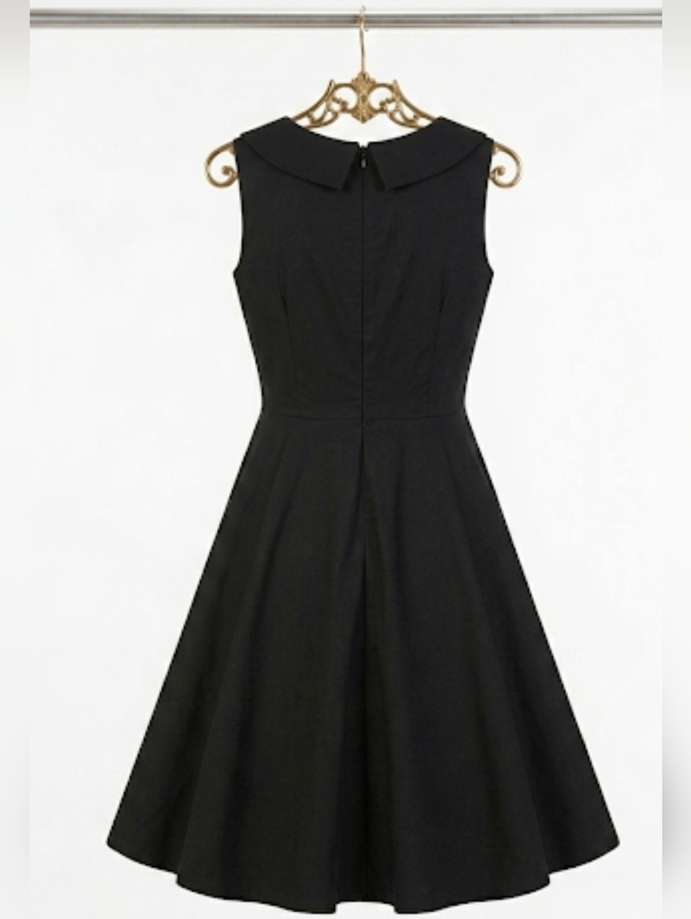 Linda Bop Black Midi Dress Swing 50s Pinup Cotton Holiday Events Whimsical - Picture 4 of 8